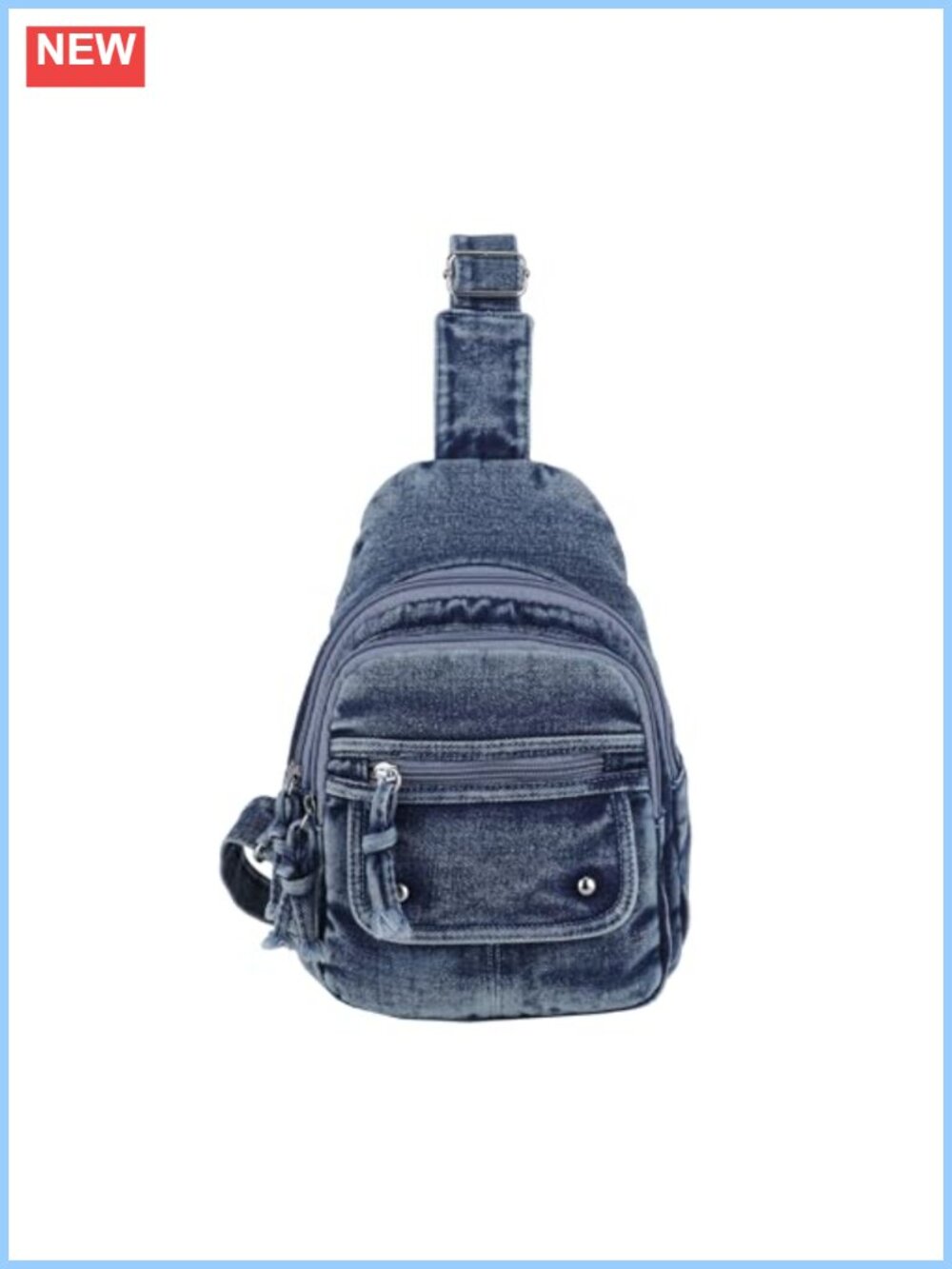 Women's Retro Y2K Washed Denim Sling Bag 3-Way Adjustable Strap